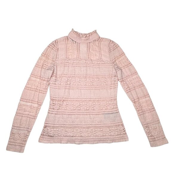 VTG Y2K BEBE  Lace Top Sz.M Petal Pink Stretch Coquette Romantic Victorian Boho - Picture 4 of 11